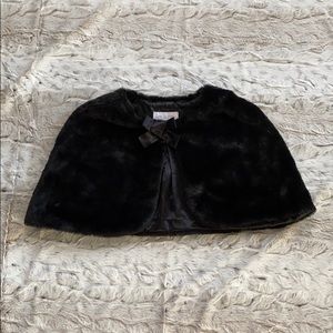 Children's Place Faux Fur Cape Black Size L 10/12